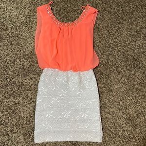 Coral & White Dress